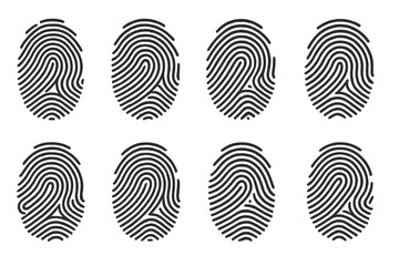 Poster - Unique icon set featuring various fingerprint designs showcasing intricate line patterns and textures