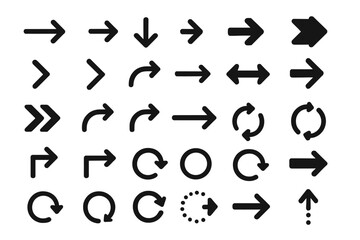 Poster - Icon set featuring various arrow designs and circular shapes for directional indication and user interface applications