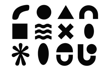  - icon set featuring geometric shapes and symbols for design and art applications