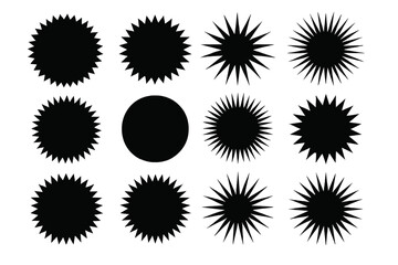 Poster - Collection of black star icons featuring various shapes and sizes on a white background for design projects