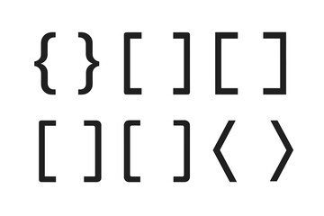 Poster - Diverse icon set showcasing various bracket styles for use in design and programming applications