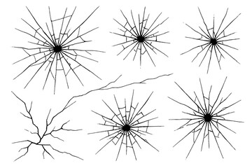 Poster - Unique icon set featuring various cracked glass designs suitable for digital interfaces and creative projects