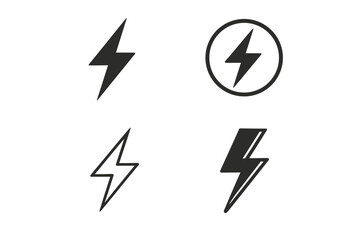 Poster - Collection of lightning bolt icons showcasing various designs and styles for graphics and user interfaces