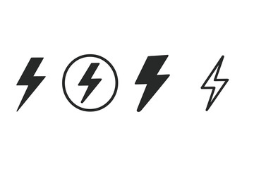 Poster - Icon set featuring various lightning bolt designs in different styles and sizes for creative projects and graphic design