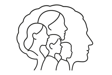 Poster - Icon set illustrating human silhouettes and profiles in a conceptual design for mind and identity representation