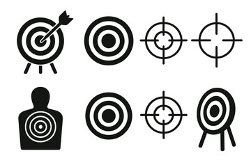 Poster - Collection of various target icons suitable for design and marketing purposes featuring different styles and targets