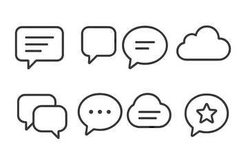 Leinwandbilder - Icon set featuring various speech bubbles and cloud designs for communication tools and applications