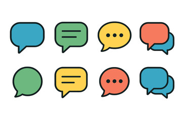 Poster - Colorful icon set featuring speech bubbles for communication and messaging applications