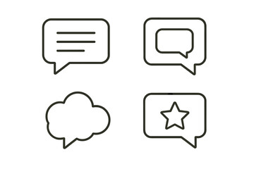 Poster - Set of four line outline speech bubble icons suitable for digital communication and user interface design
