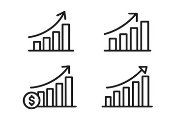 Poster - Graphical icons representing growth trends and financial success with upward trajectories in a minimalistic style