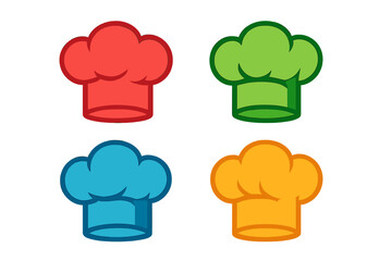 Poster - Colorful icon set featuring chef hats in various shades for culinary themes and design projects