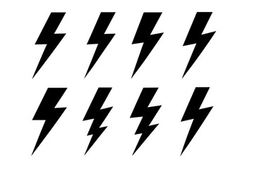 Poster - Icon set featuring lightning bolt designs suitable for various graphic projects and applications