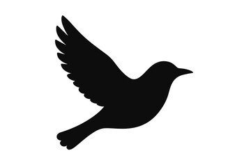 Poster - Icon set featuring a minimalist silhouette of a flying bird in black on a white background