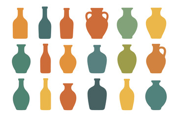 Poster - Icon set featuring colorful vases with various shapes and sizes suitable for digital design projects and applications