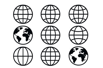 Leinwandbilder - Icon set featuring various globe designs suitable for diverse applications and projects