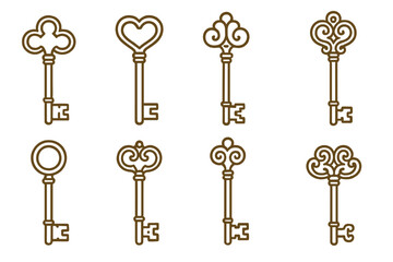 Poster - Unique and decorative icon set featuring various key designs for digital or print use in creative projects