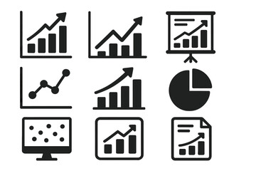 Poster - Icon set showcasing various graphical representations of data trends and analysis for effective presentations and reports