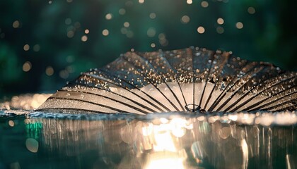 Poster - Raindrop reflection serene water surface photography nature close-up tranquility