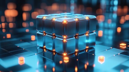 Futuristic Metallic Cube Array
