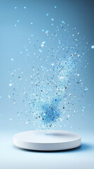 Poster - Colorful burst of glitter particles in a blue background