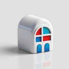 Poster - Abstract 3D House with Colorful Windows