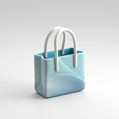 Poster - Pastel Blue Shopping Bag with White Handles