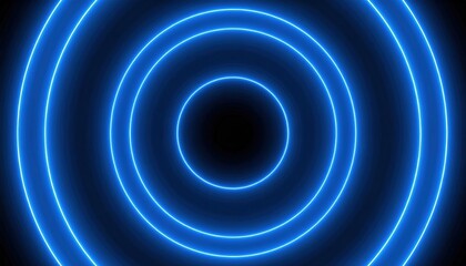 Poster - Dynamic blue light circles abstract visualization digital art virtual environment eye-level view modern concept