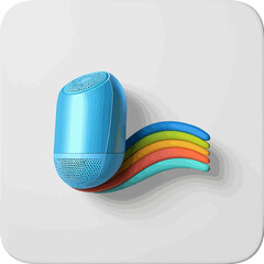 Poster - Modern Blue Speaker with Colorful Waves