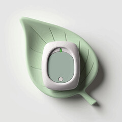 Poster - minimalist smart device on a green leaf