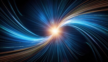 Poster - Dynamic energy burst cosmic space abstract art dark background wide angle view motion and light concept