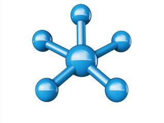 Fototapete - 3D Render Light Blue Molecular Structure Star Shape White Background