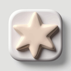 Poster - 3D Rendered Beige Star Icon on White Square