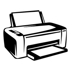 Poster - Black and White Vector Graphic of a Printer for Office Use