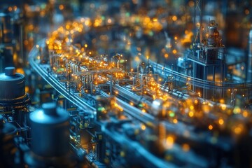 Poster - Aerial View of a Modern City at Night