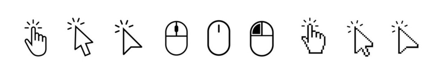 Fototapete - click computer mouse cursor click pointer cursor. cursor icon set with arrows, hand pointers, click 