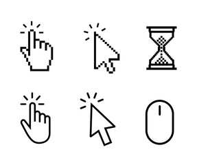 Fototapete - click cursor icons set, click pointer arrow, computer mouse click cursor arrow icon collection. mous