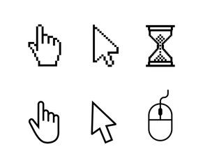 Fototapete - click cursor icons set, click pointer arrow, computer mouse click cursor arrow icon collection. mous
