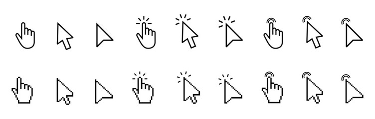Fototapete - clicking the cursor. pointer cursor computer mouse icon collection. hand clicks. hand cursor icon se