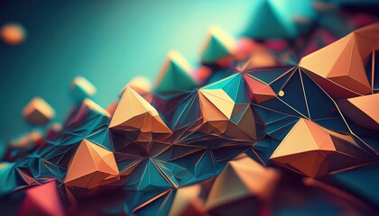 Poster - Dynamic geometric shapes digital art abstract environment vibrant colors 3d viewpoint futuristic concept for visual impact