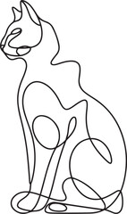 Wall Mural - stylized black cat in abstract profile pose illustrated with a continuous line art technique vector 