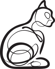 Wall Mural - profile view of a black cat depicted in abstract continuous line art style simple and elegant vector