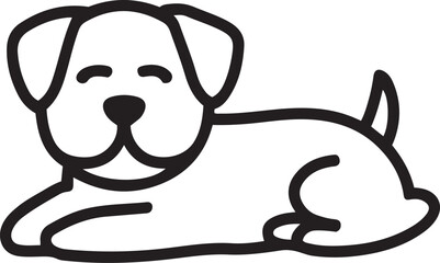 Wall Mural - minimalist line art drawing of a cute dog lying down in black and white continuous stroke style isol
