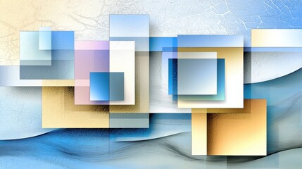 Leinwandbilder - Digital abstract with light and dark blue squares forming layered pattern
