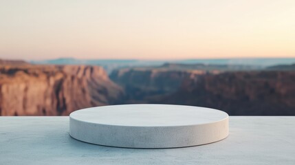 Aufkleber - Empty concrete podium displaying products with canyon background at sunset