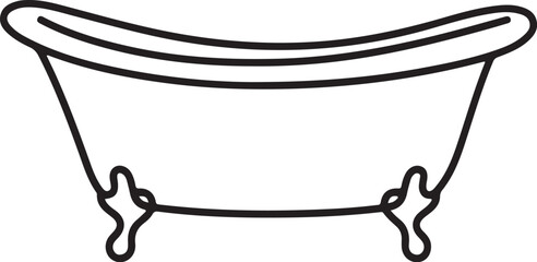 Wall Mural - elegant black and white minimalist line art of a clawfoot bathtub in a vector style illustration set