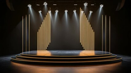 Poster - Modern Stage Design with Dramatic Lighting and Illuminated Features for Performance and Event Photography