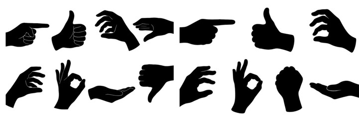 Aufkleber - Various hand gestures symbolizing approval, disapproval, and different expressions in a minimalist design