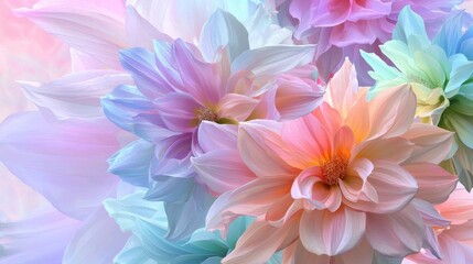 Poster - Gentle flower pattern in soft pastel palette, perfect for spring backgrounds