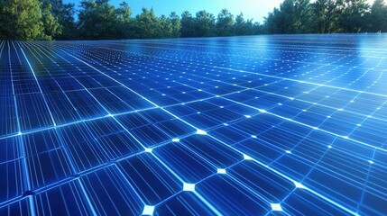 Large-Scale Solar Panel Array in a Forest