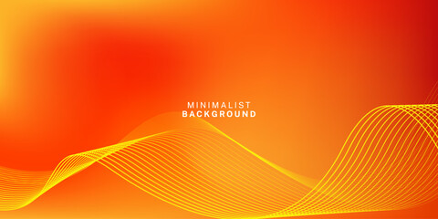 Wall Mural - Abstract orange gradient background with shining lines waves. Minimalist background for banner, poster, cover, brochure, flyer, website